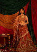 Kumkumi kesariya Lehenga Set